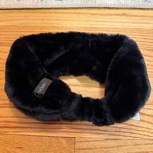 Calvin Klein Plush Black Fauxfur Headband